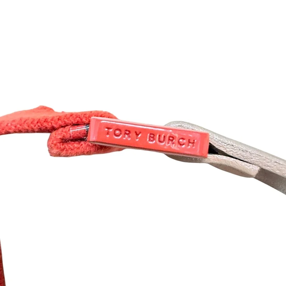 Tory Burch Women's Kiley Stretch Belt XXS Tan Orange Leather Fabric Stretch - Picture 6 of 9